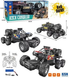 Радиоуправляем Джип Скален Катерач с 6 Двигателни Колела и Зарядна USB Батерия 36×15×15 см